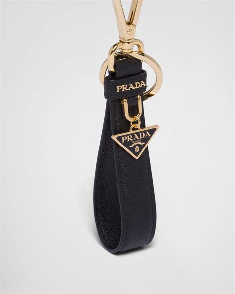 Black Saffiano Leather Keychain 